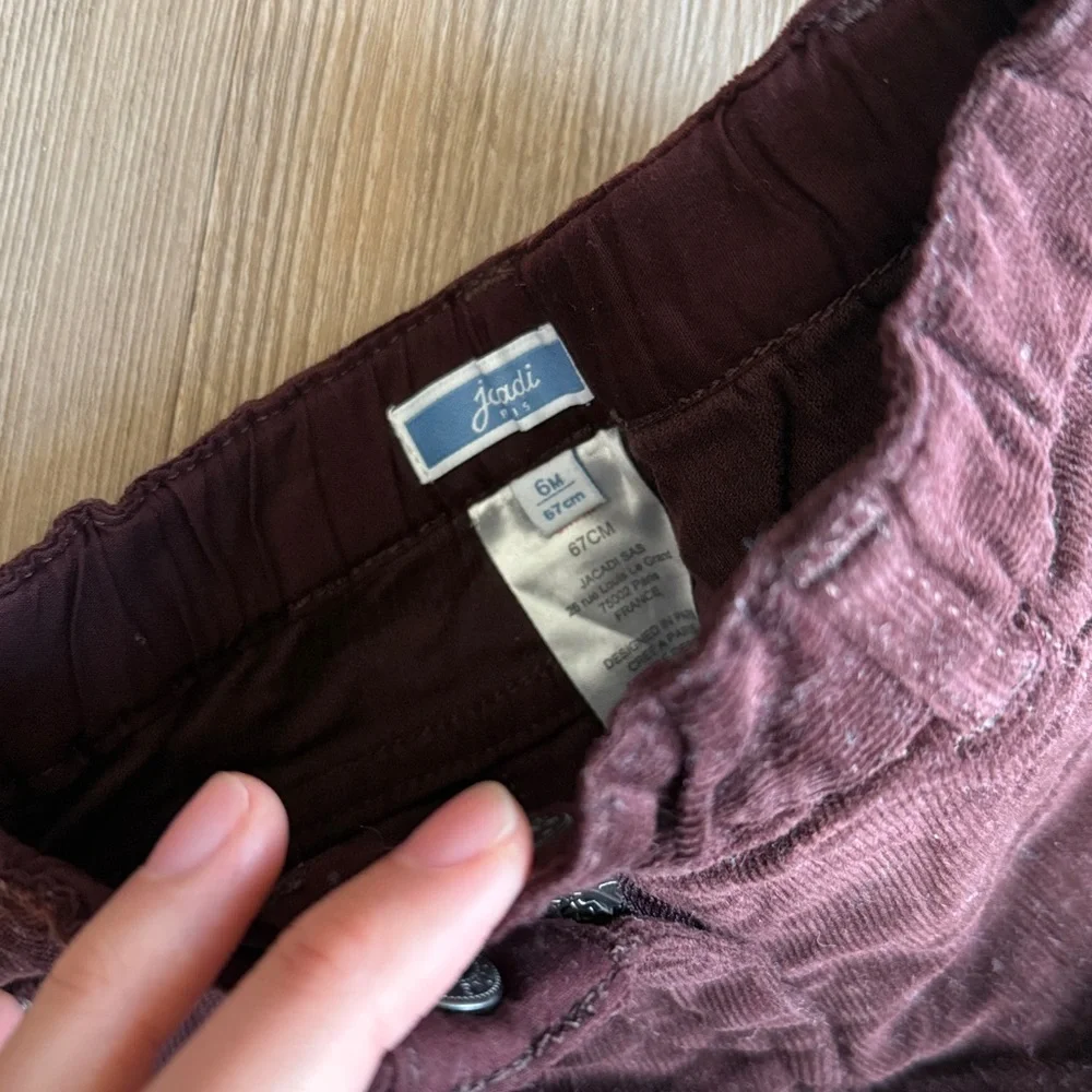 Jacadi burgundy brown corduroy pants size 6m